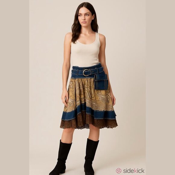 Vintage Simon Chang Whimsical Denim Skirt - Picture 12 of 12